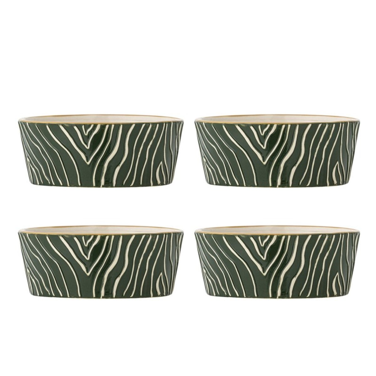 Bol grès motif peint WOODSBY set de 4 vert, BLOOMINGVILLE