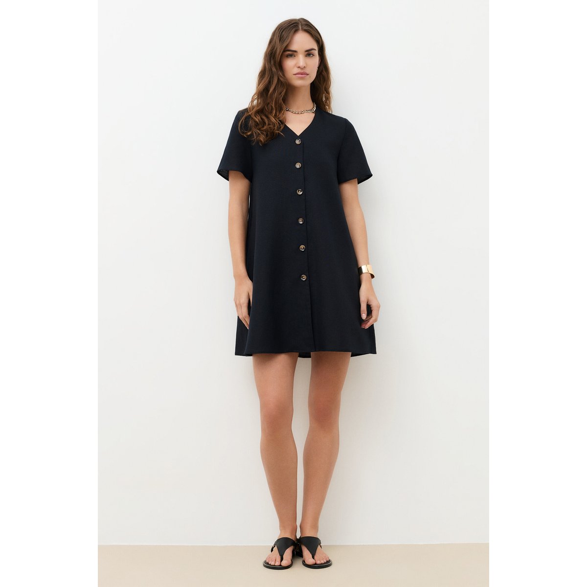 Robe fluide col v ROBE RIMA noir, CAROLL