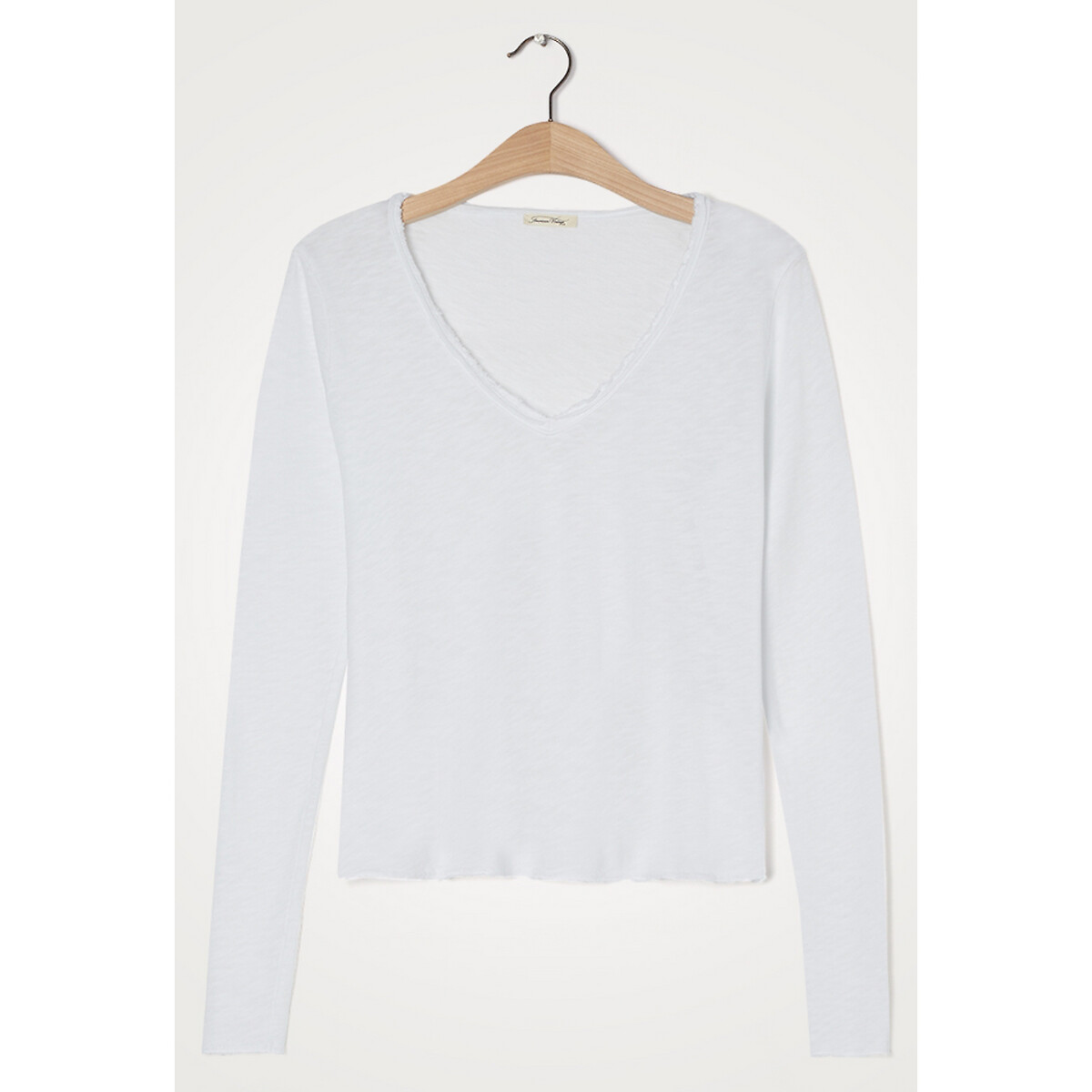 T-shirt met V-hals en lange mouwen Sonoma wit, AMERICAN VINTAGE