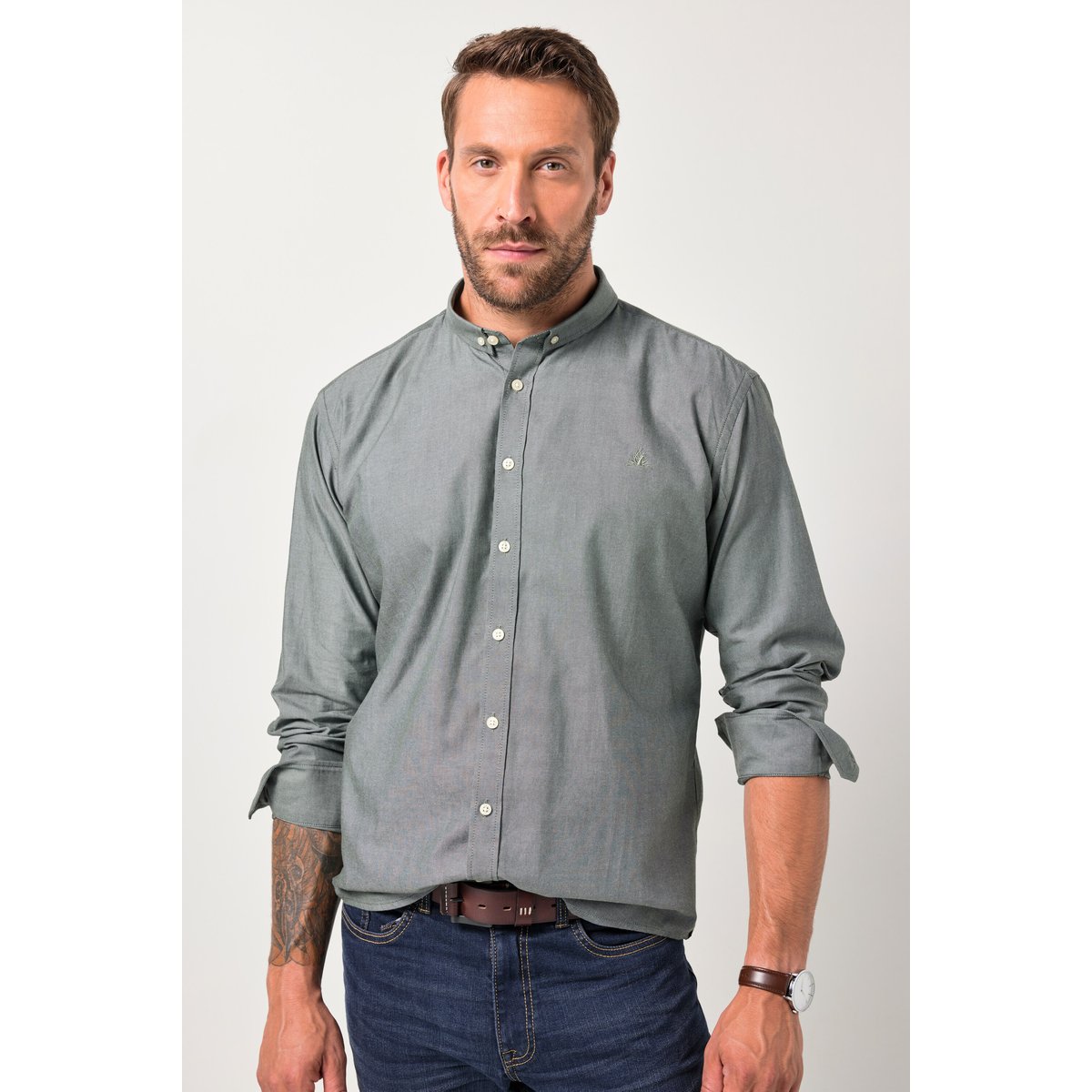Chemise Oxford à manches longues vert foncé, JP1880
