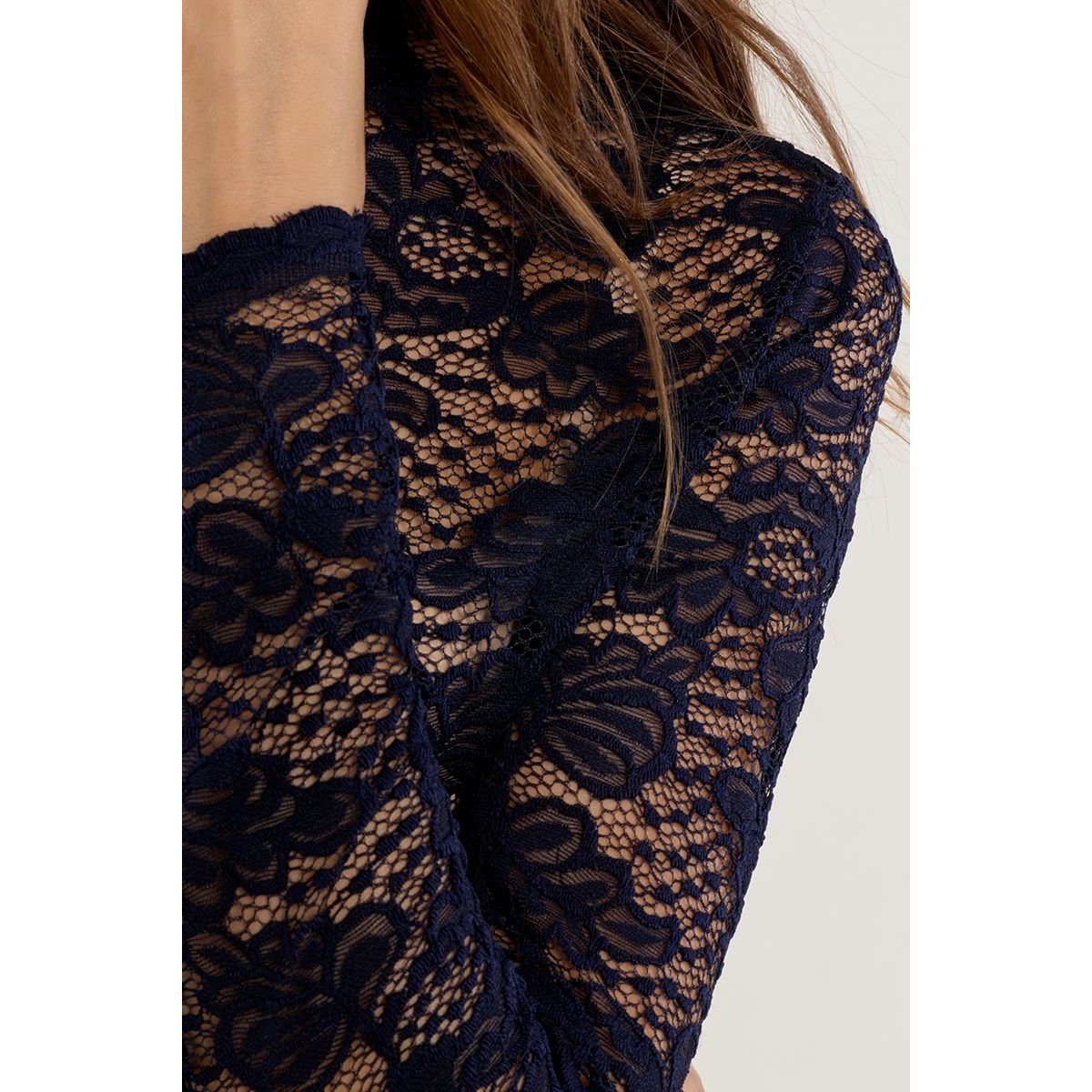 Sous-pull en dentelle navy blue, MOLLY BRACKEN