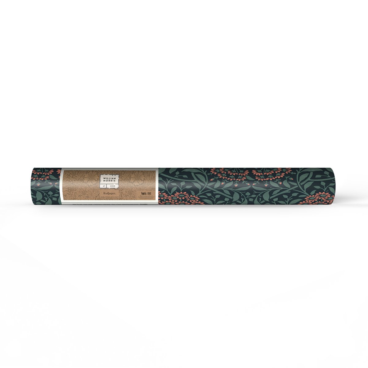Papier peint fleuri Michaelmas Daisy Midnight bleu, corail, WILLIAM MORRIS AT HOME