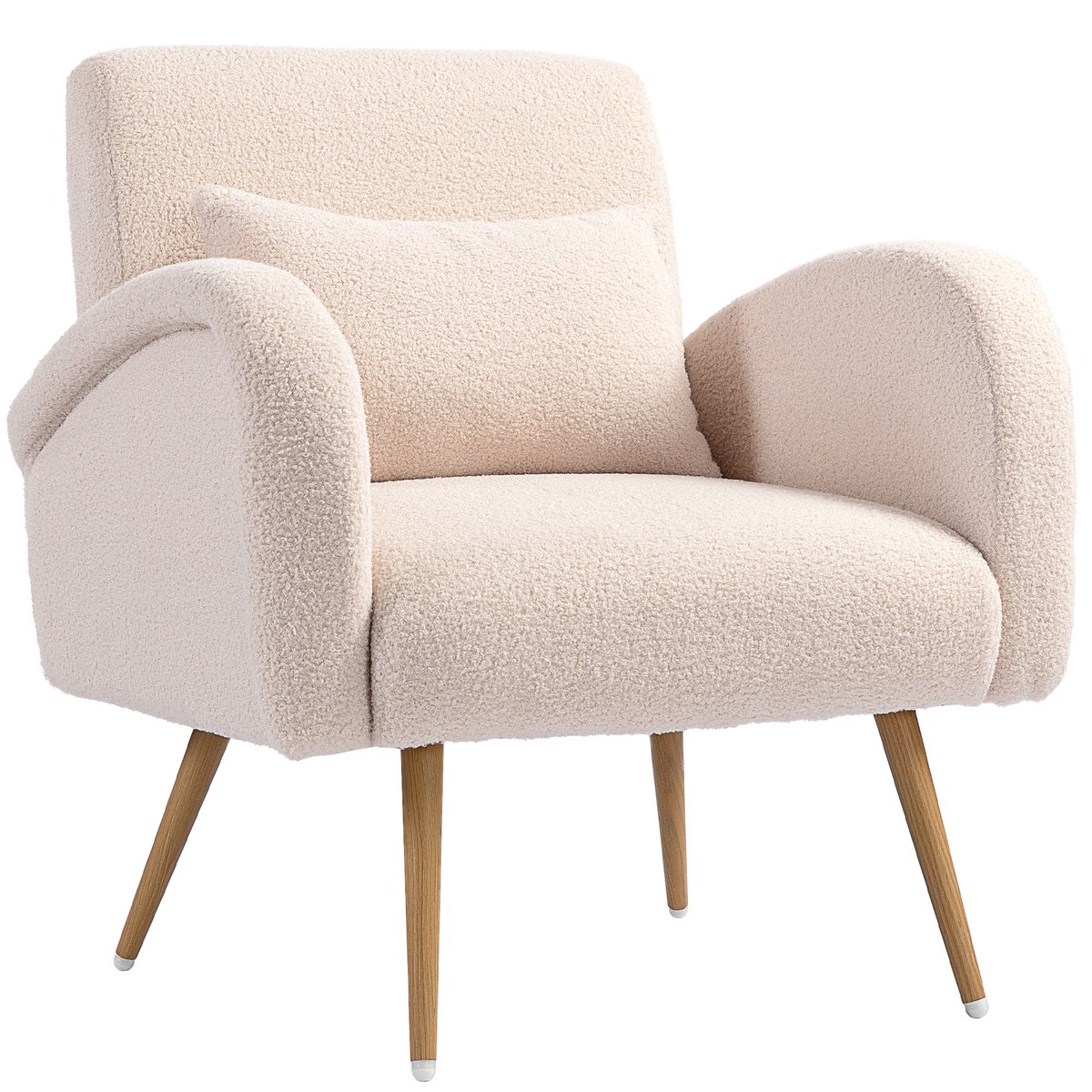 Accent Chair Tissu peluche teddy Beige beige, HOMCOM