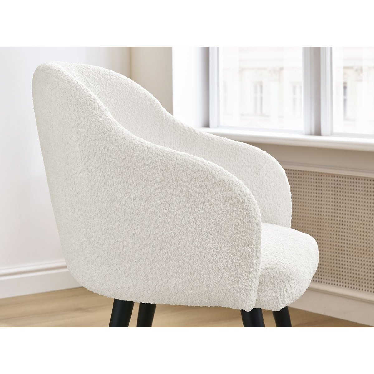 Lot de 2 chaises tissu bouclette, SOPHIE blanc, BOBOCHIC