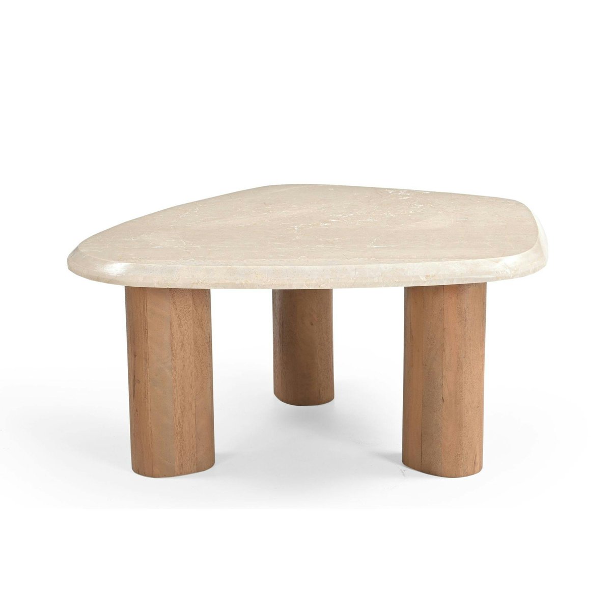 Table basse travertin bois design organique DUOMO beige, PIER IMPORT