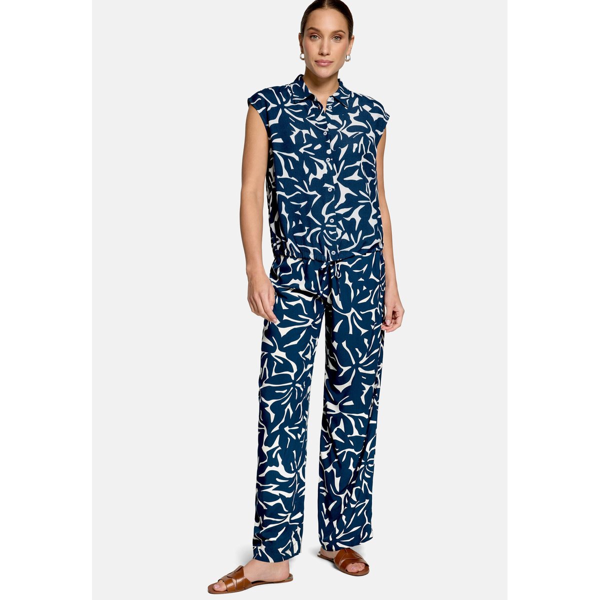 Pantalon casual à imprimé blue/cream, ZERO
