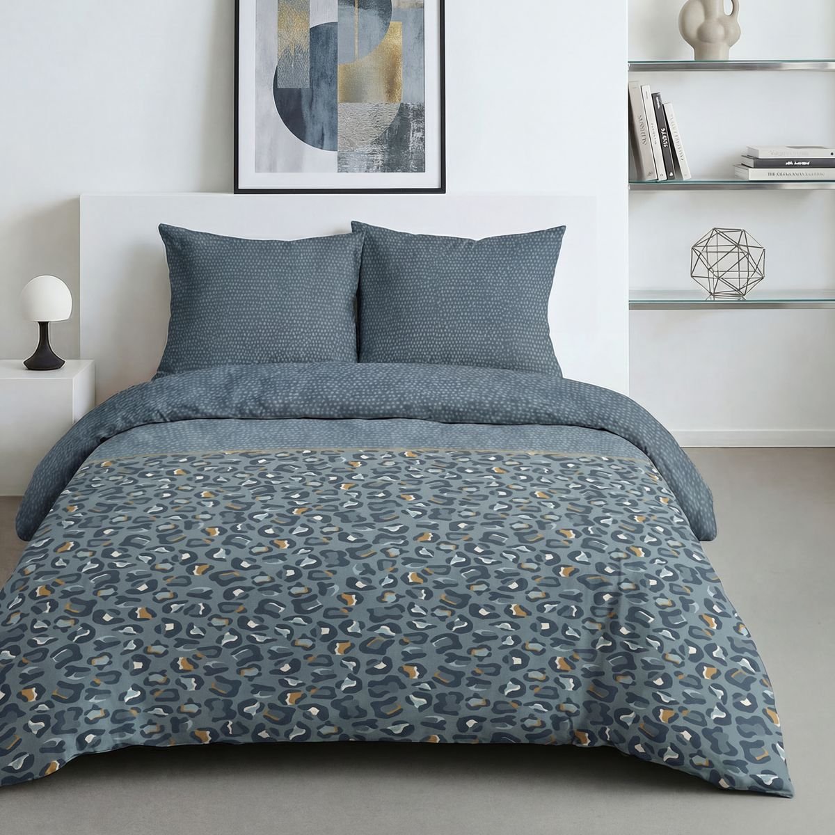 Parure de lit imprimé Animalier SUNSHINE ELISE bleu, TODAY