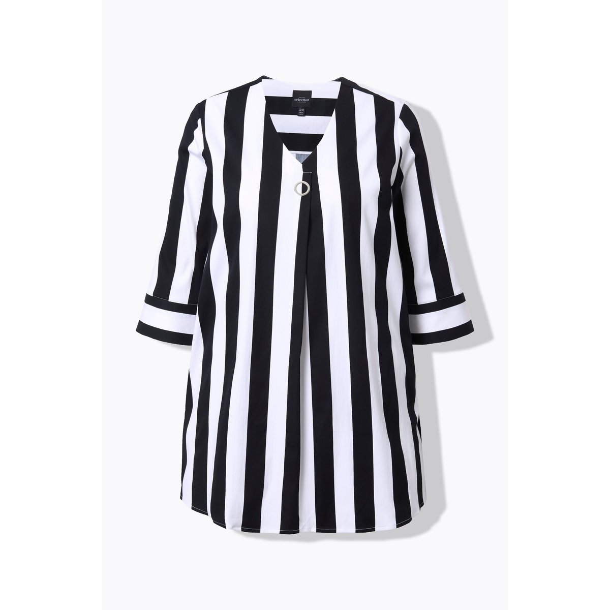 Blouse à rayures verticales. Col noir, ULLA POPKEN