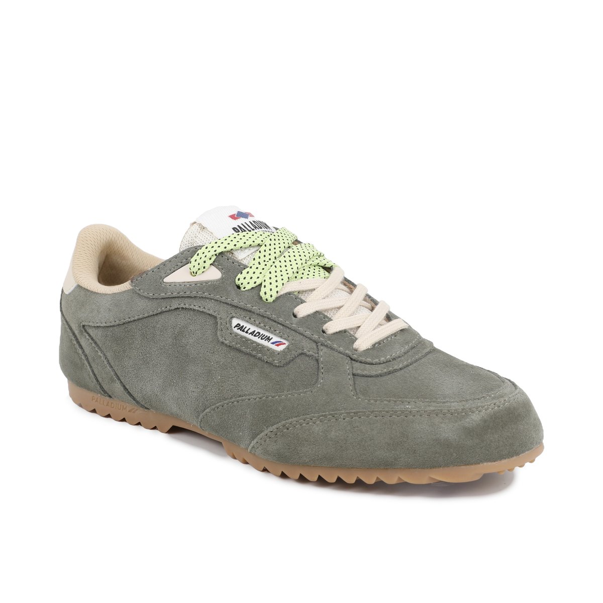 Baskets basses en coton PALLARACER SUEDE vert-vetiver, PALLADIUM