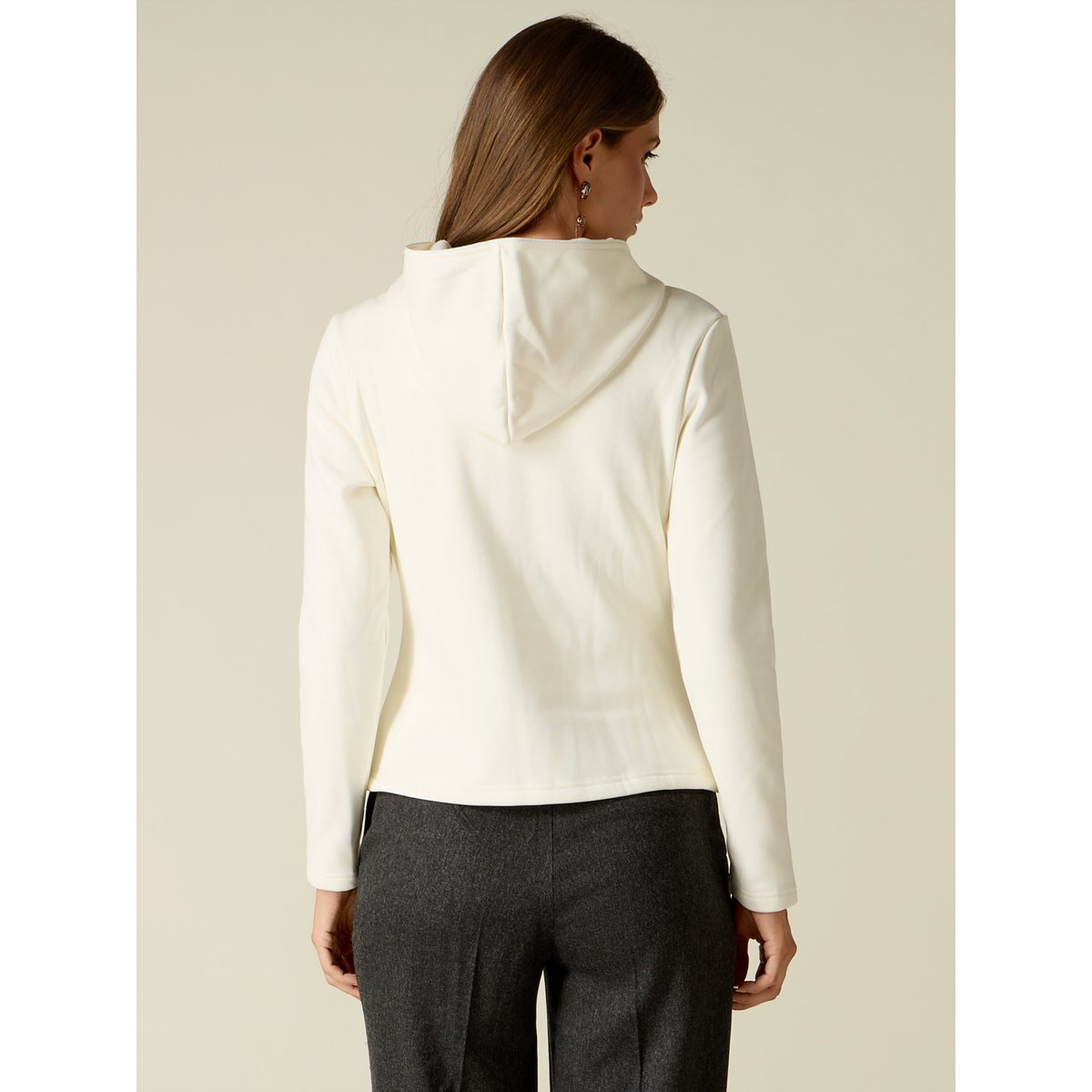 Sweat à capuche avec zip blanc, OLTRE