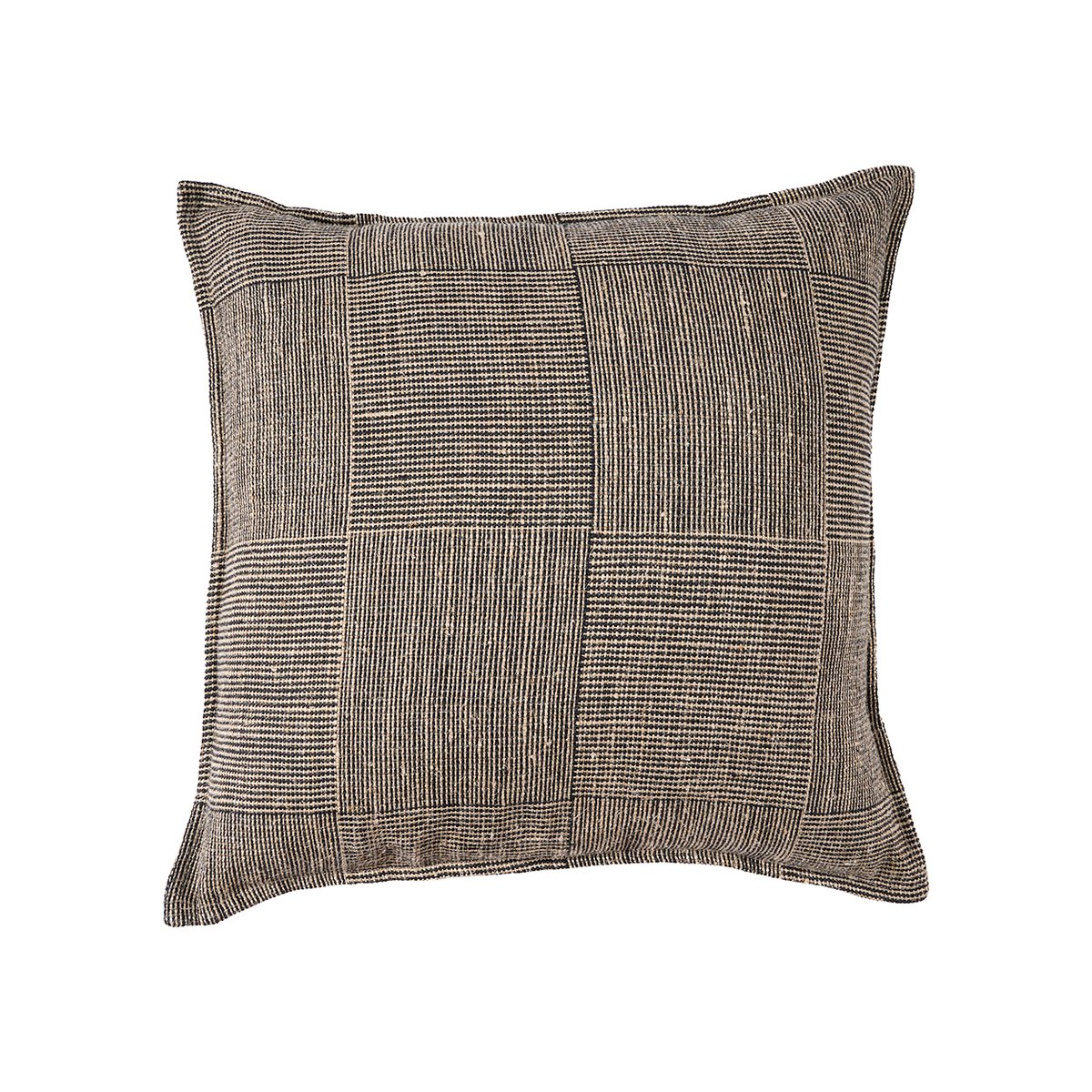 Housse de coussin en lin BLOC PARTY taupe graphite tissé, BAZAR BIZAR