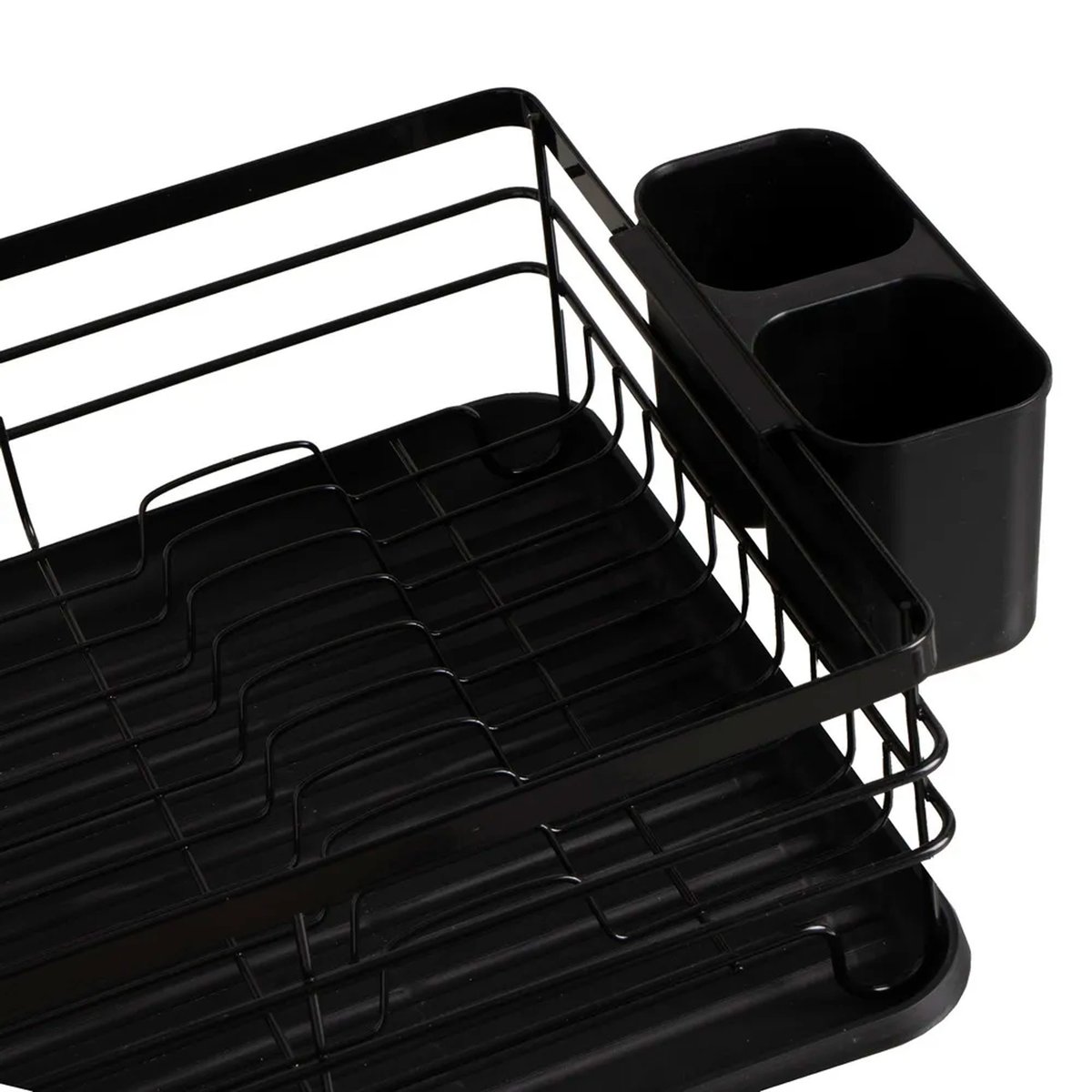 Égouttoir à vaisselle métal noir avec plateau plastique 42x31x14cm noir, WADIGA