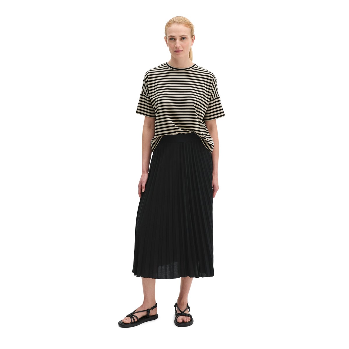 Jupe plissée en jersey évasée avec TENCEL™ Lyocell noir, MARC O'POLO