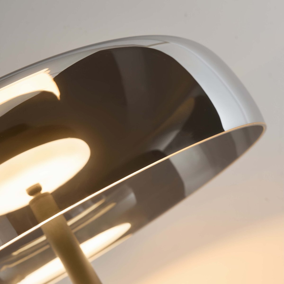 Suspension LED verre disque design - RICCARDO noir et gris fumé, KOSILUM