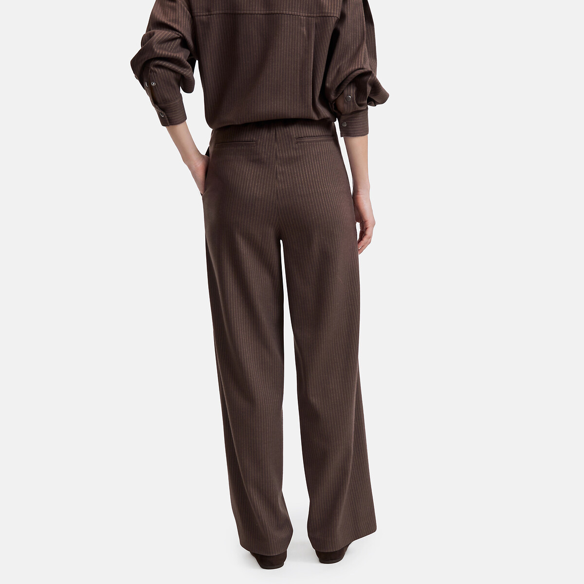 Striped Elasticated Waist Wide Leg Trousers brown stripes, LA REDOUTE COLLECTIONS
