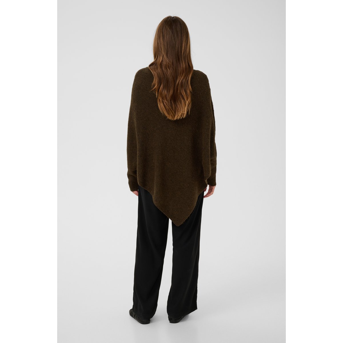 Poncho marron java melange, CREAM