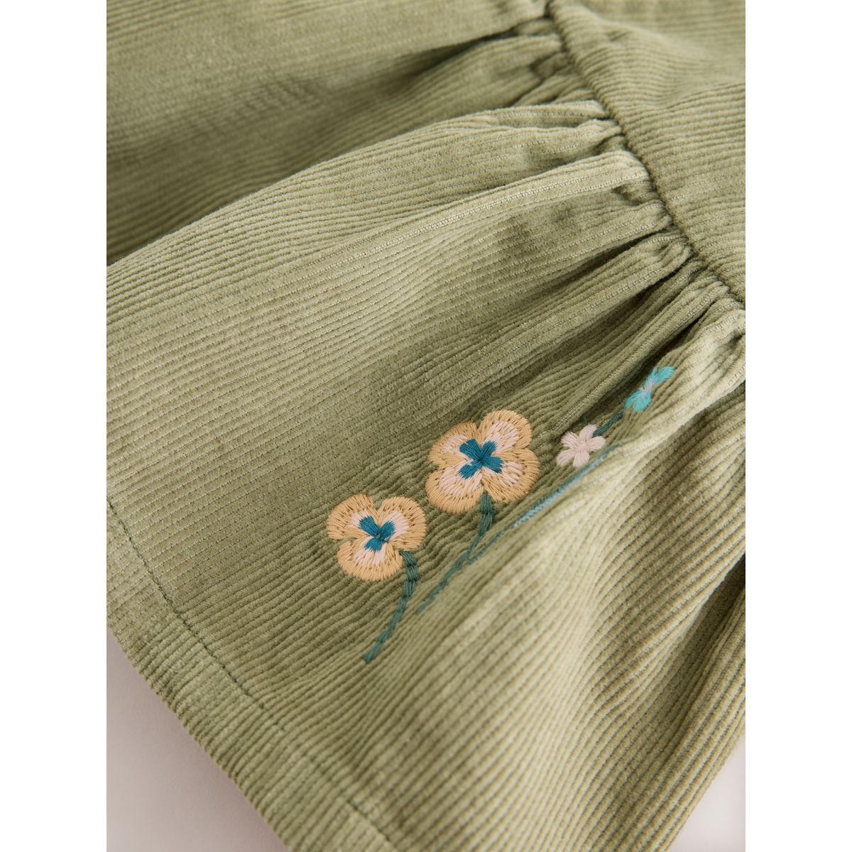 Robe salopette velours/haut manches longues vert olive, NEXT