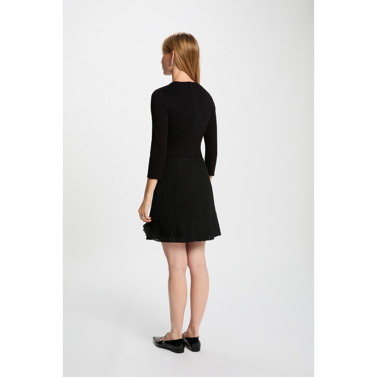 Robe courte plissée noir, MORGAN