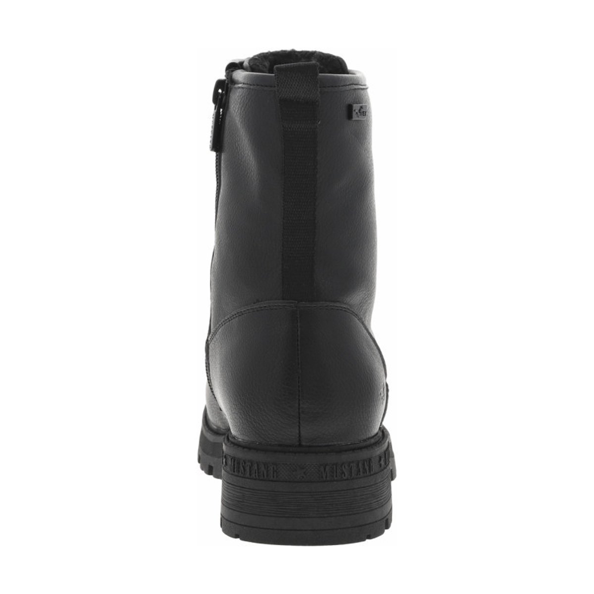 Bottines noires à talon décroché bas avec un zip et des lacets ronds noires, MUSTANG
