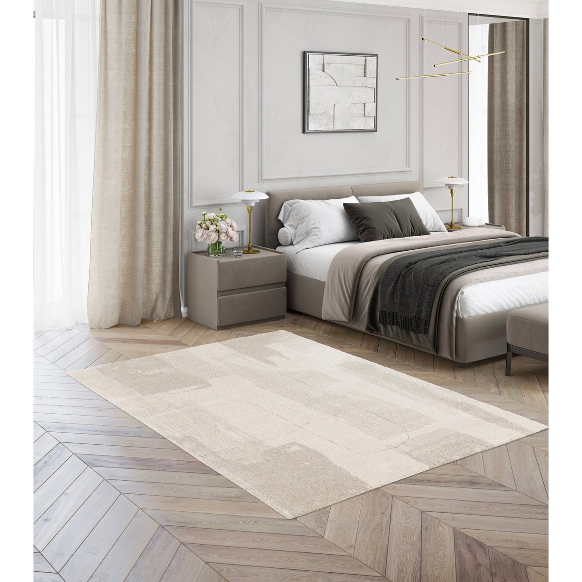 Tapis ultra doux et design ENIGMA lin, AFK LIVING