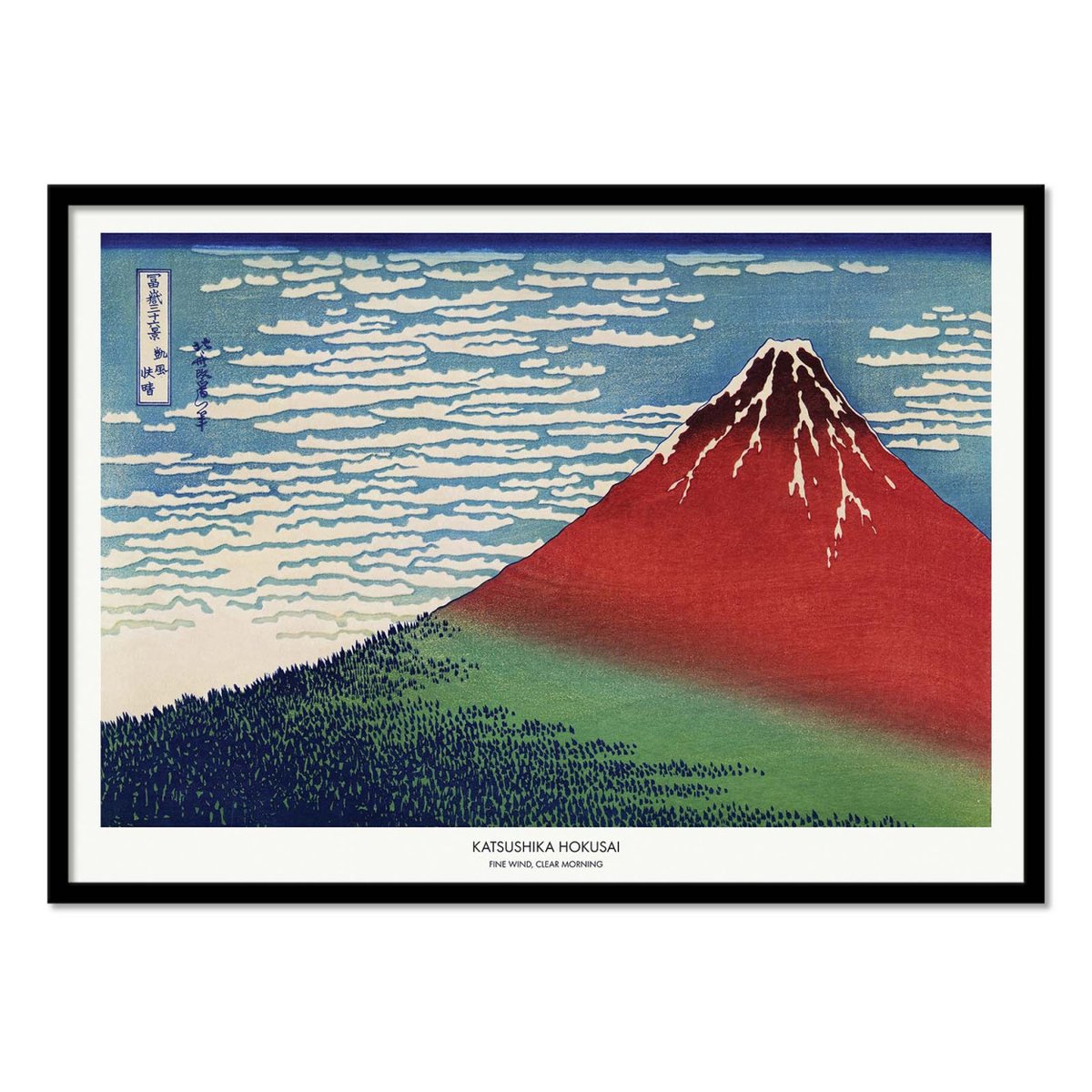Affiche d'art - Fine Wind, Clear Morning - Katsushika Hokusai couleur unique, WALL EDITIONS