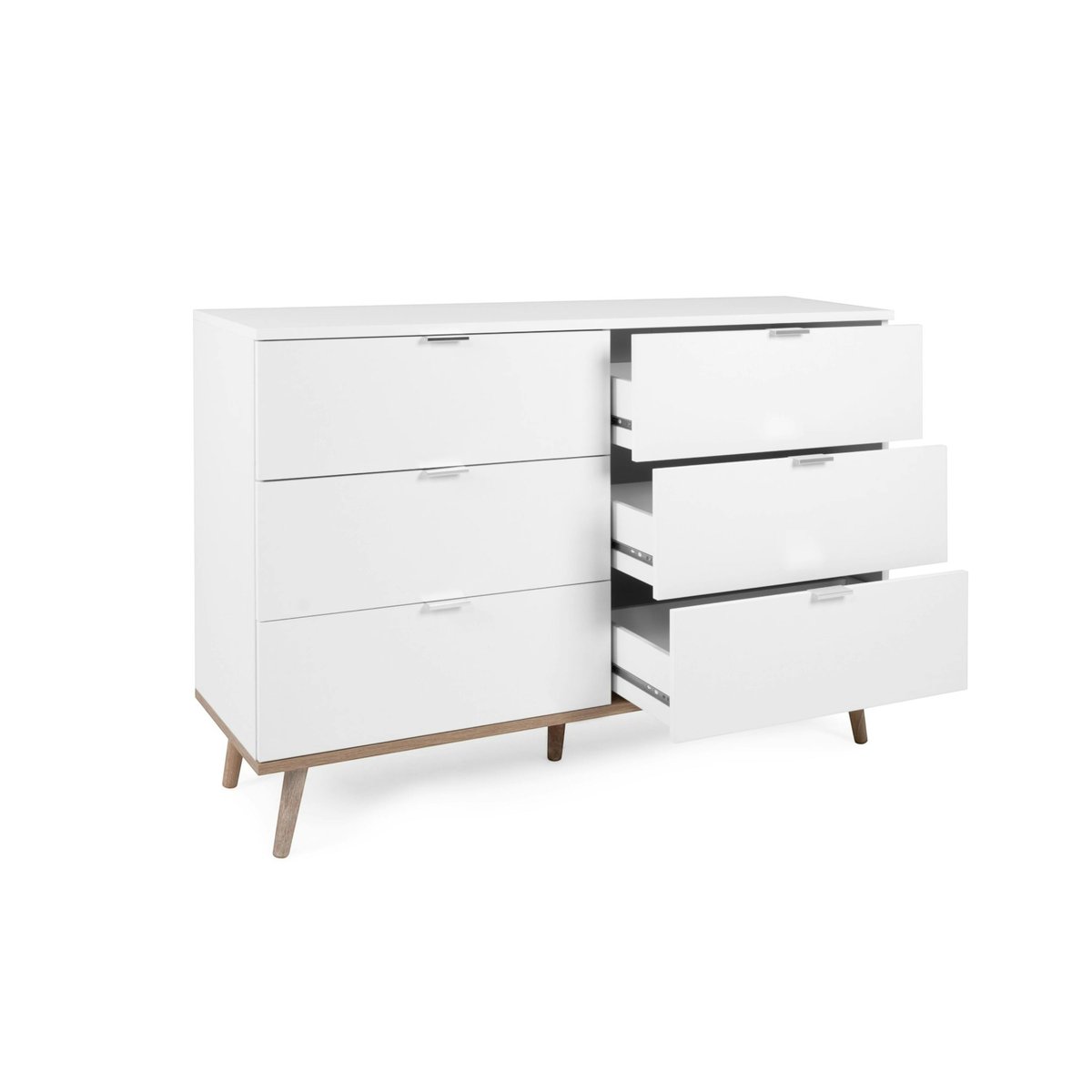 Commode blanche 6 tiroirs style scandinave ALVA blanc, PIER IMPORT