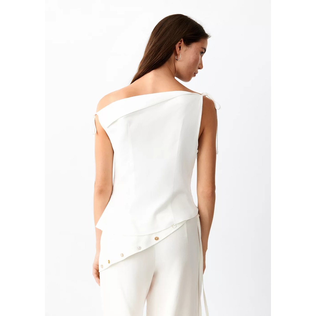Top ajusté asymétrique blanc cassé, MANGO TEEN