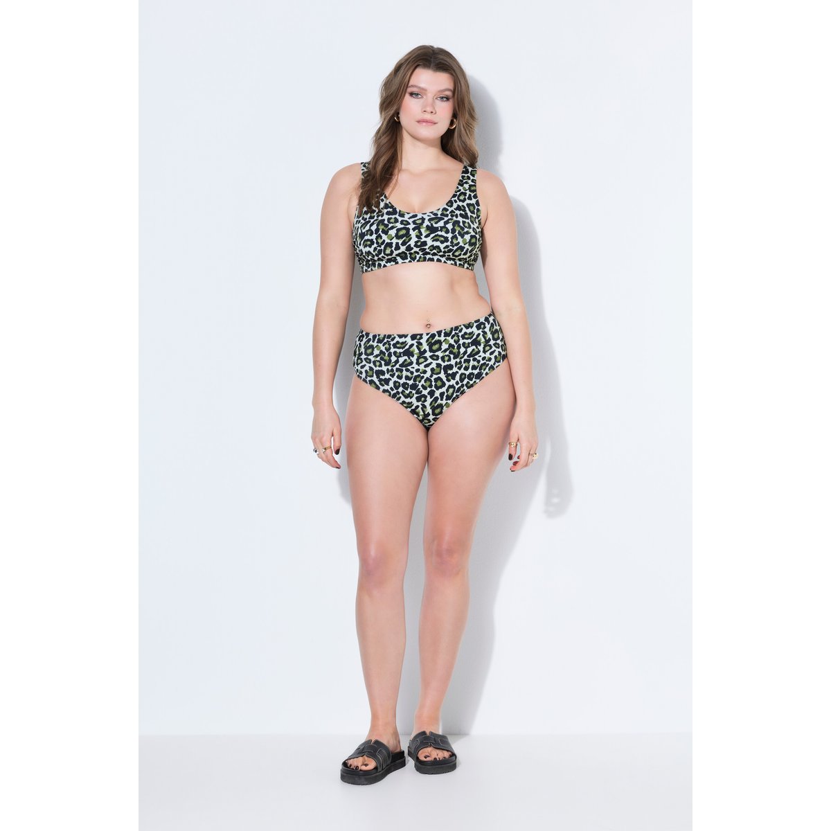 Haut de bikini, imprimé léopard coloré olive, STUDIO UNTOLD