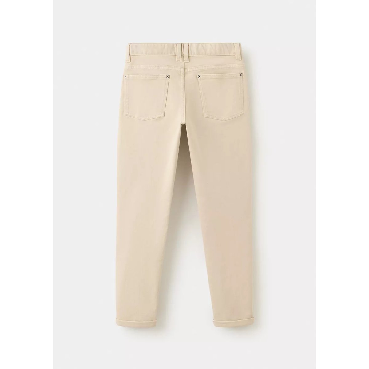 Jean en coton avec ourlet retroussé beige, MANGO KIDS