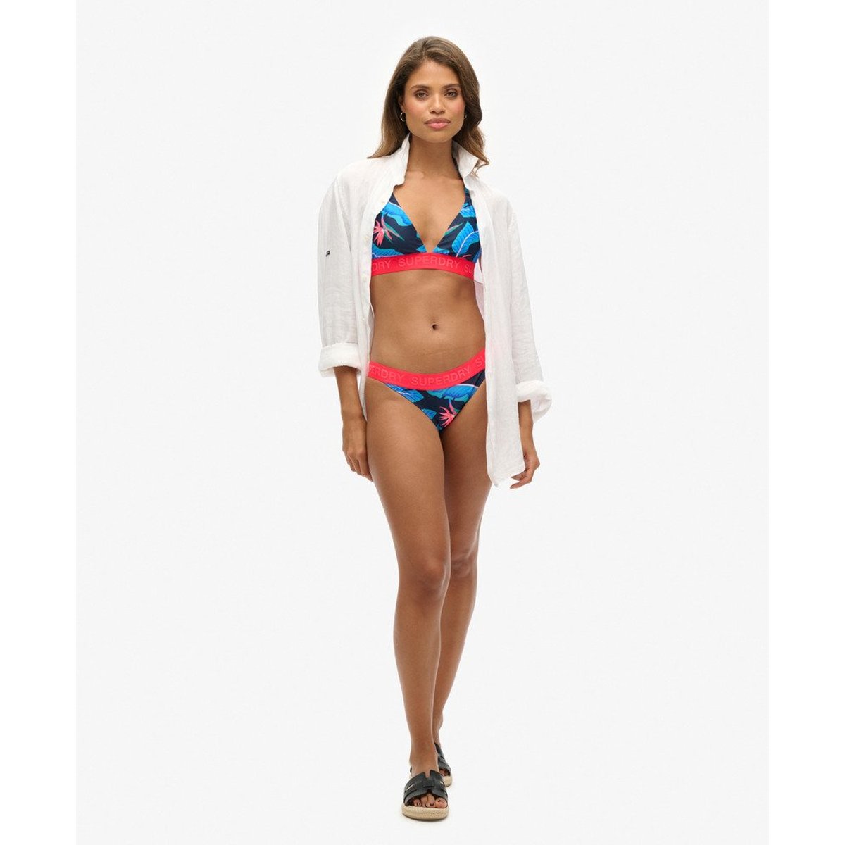Haut de bikini triangle à logo bleu marine paradis, SUPERDRY