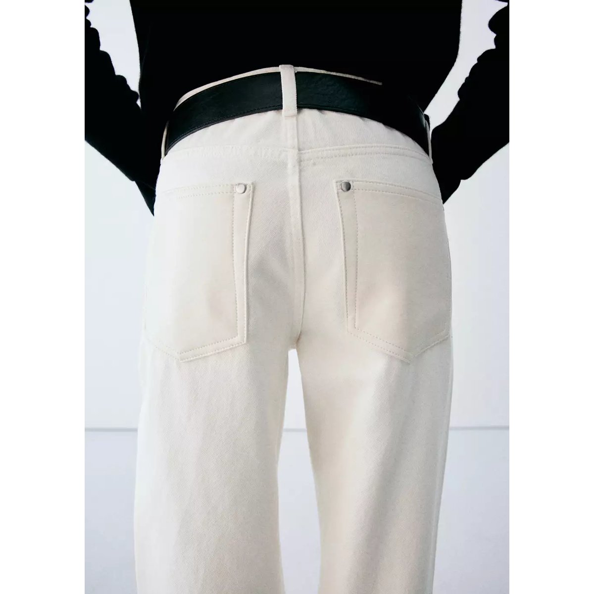 Jean droit taille normale blanc, MANGO
