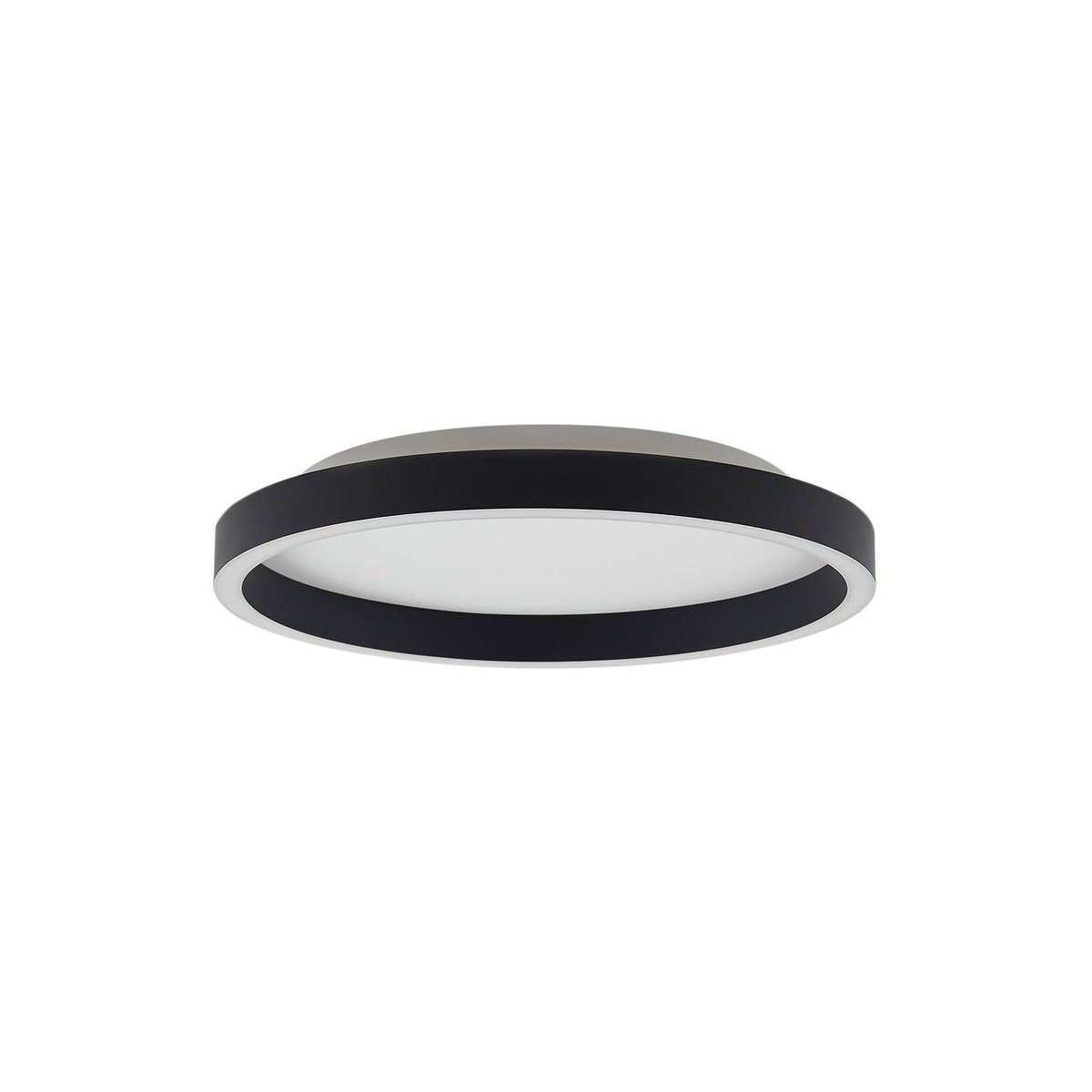 Plafonnier moderneLED, Rotundo noir, blanc givré, LUCANDE