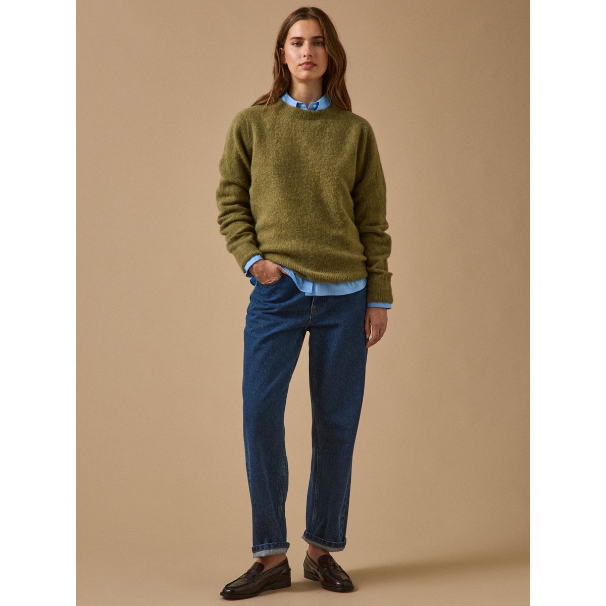 Pull alpaga et laine - Cyrillus X les 3 Tricoteurs vert, CYRILLUS