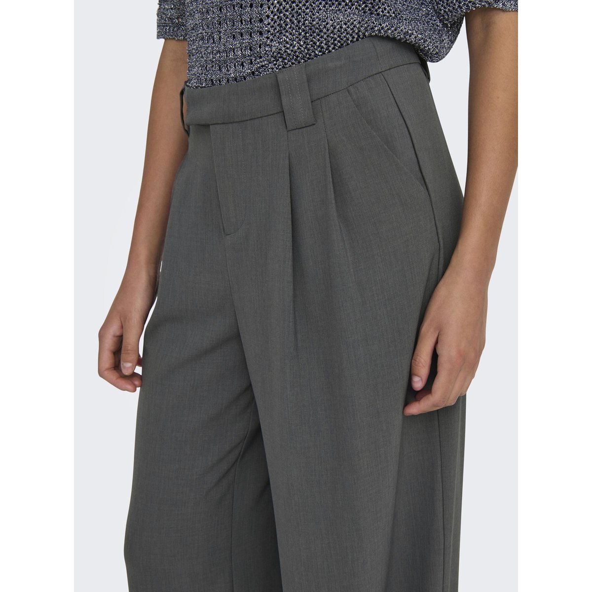 Pantalon À Jambe Large dark grey melange, ONLY