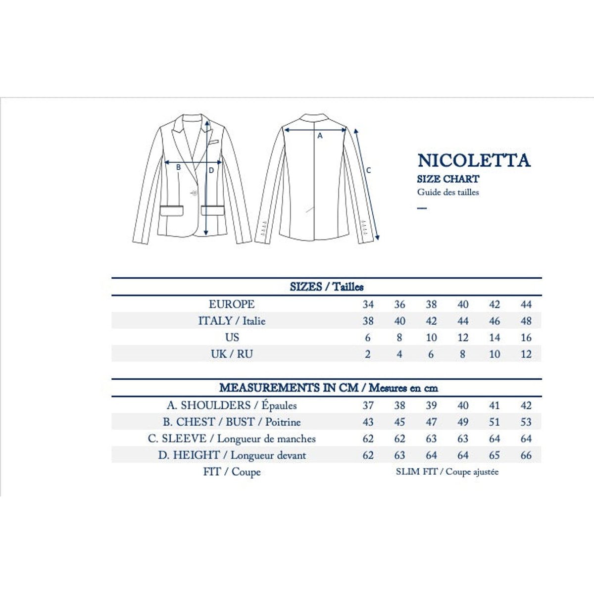 Veste Nicoletta en laine bleu marine blue dark, INES DE LA FRESSANGE PARIS