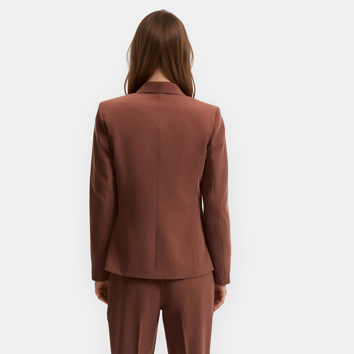Chaqueta blazer de corte entallado con una sola fila de botones marrón, LA REDOUTE COLLECTIONS