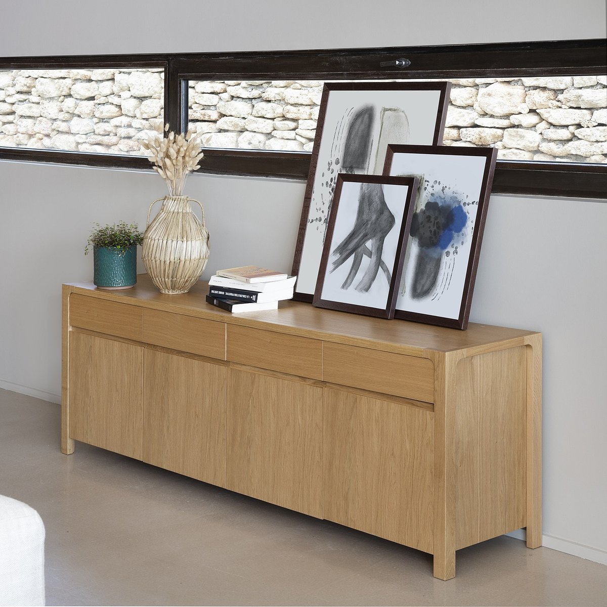 Buffet bois IVOINE naturel clair, HABITAT