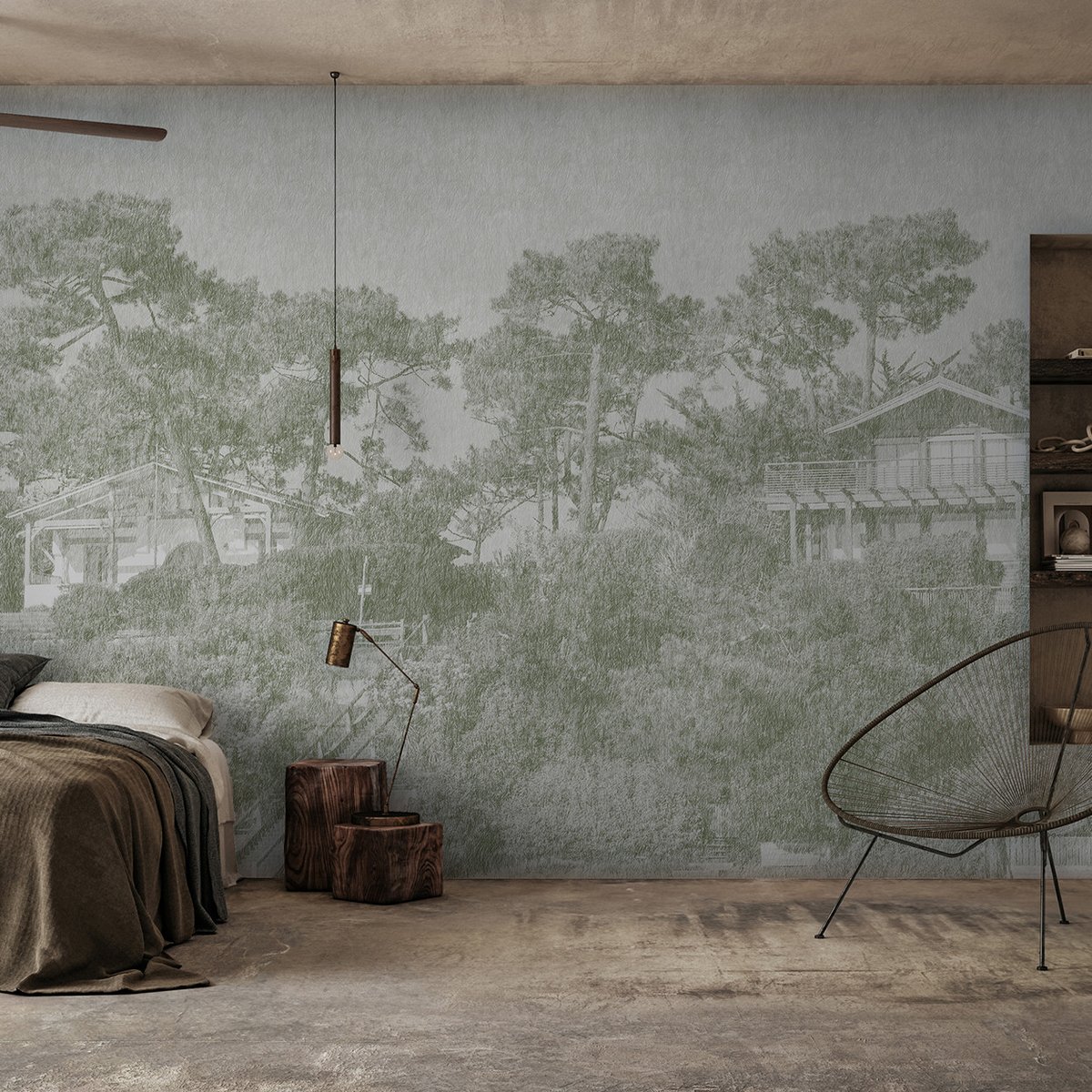 Papier peint panoramique VILLA FERRET lichen, LE PAPIERS DE NINON