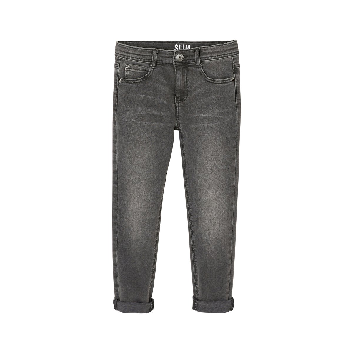 Jean slim MorphologiK "waterless" tour de hanches LARGE denim gris fonce, VERTBAUDET