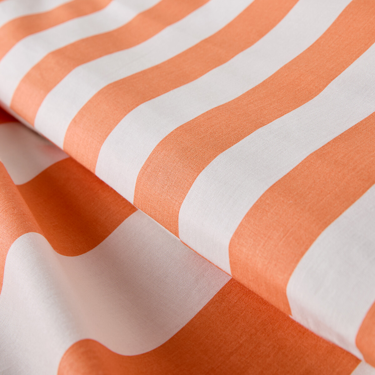 Housse de couette en coton, imprimé rayures, HENDAYE ORANGE rayé orange, LA REDOUTE INTERIEURS