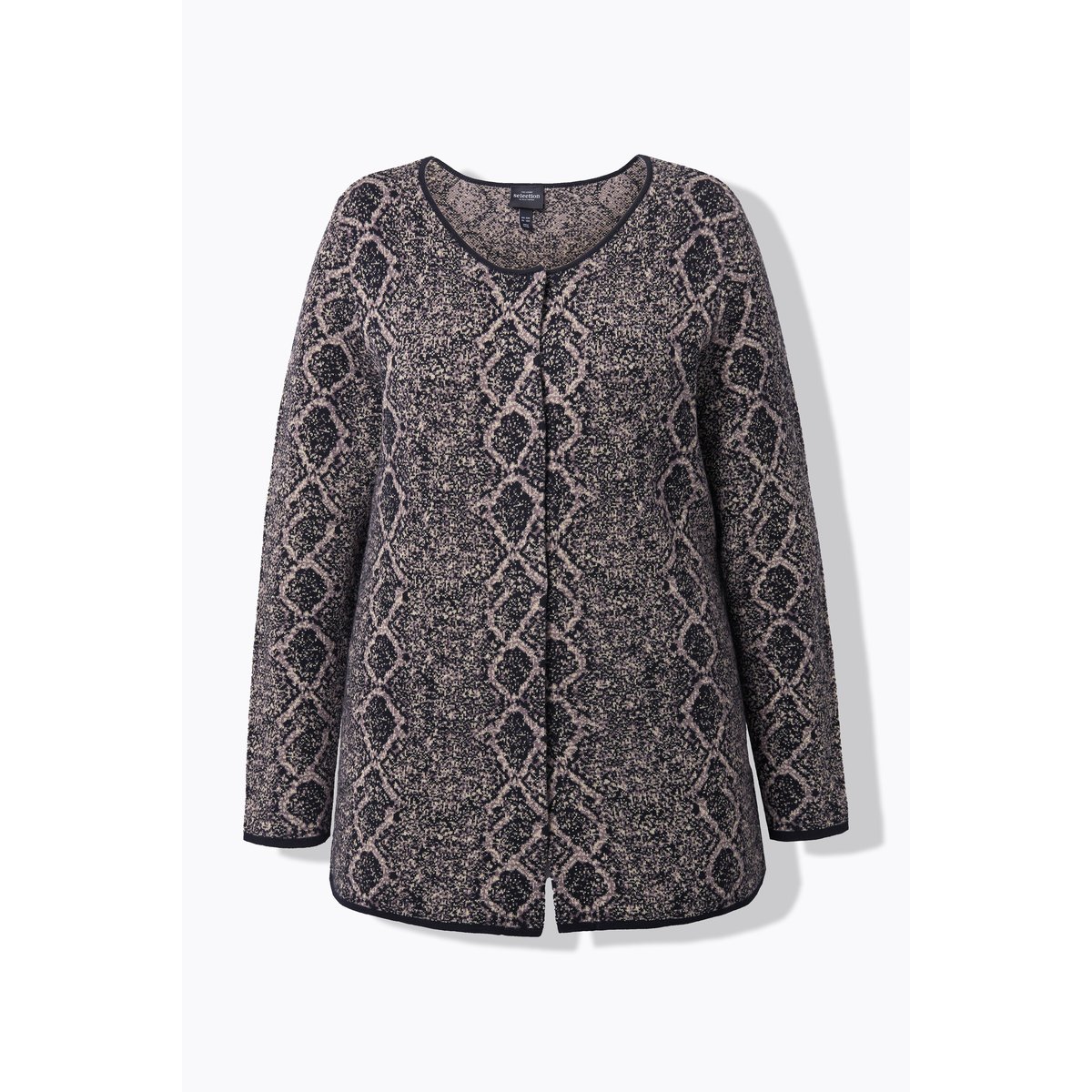 Cardigan à col rond et manches longues marron pâle, ULLA POPKEN