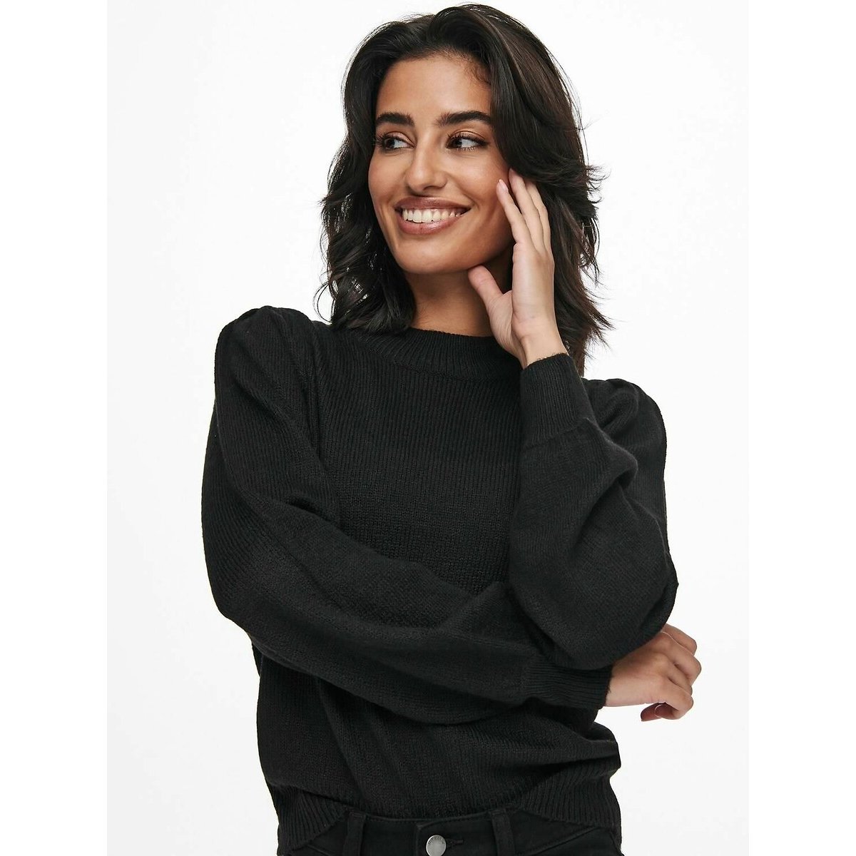 Maglione in fine maglia, collo alto nero , JDY
