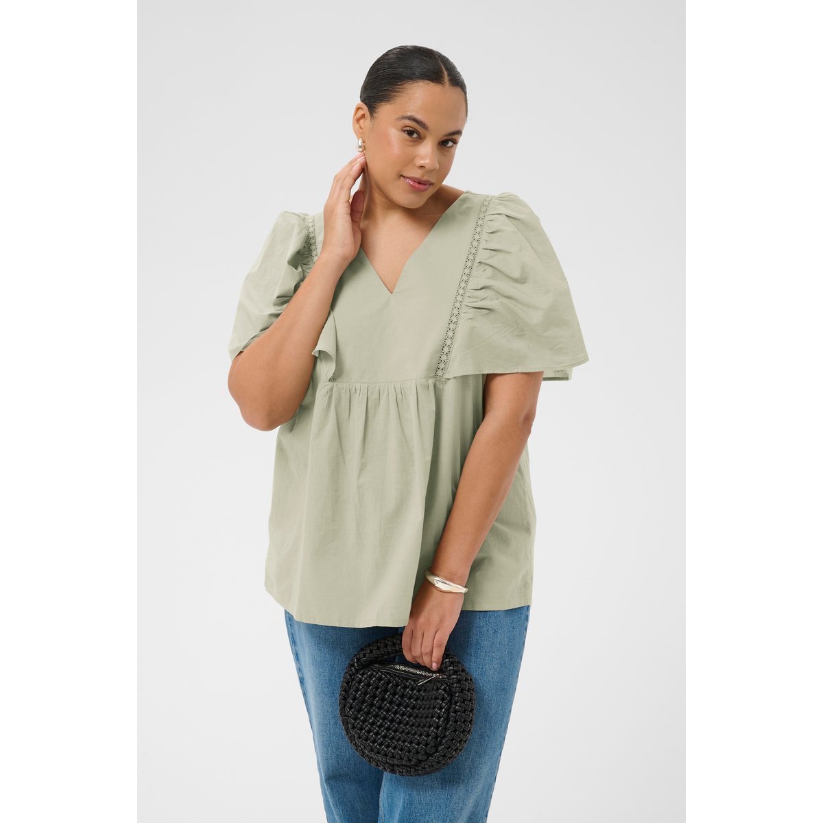 Blouse à manches courtes vert seagrass, KAFFE CURVE