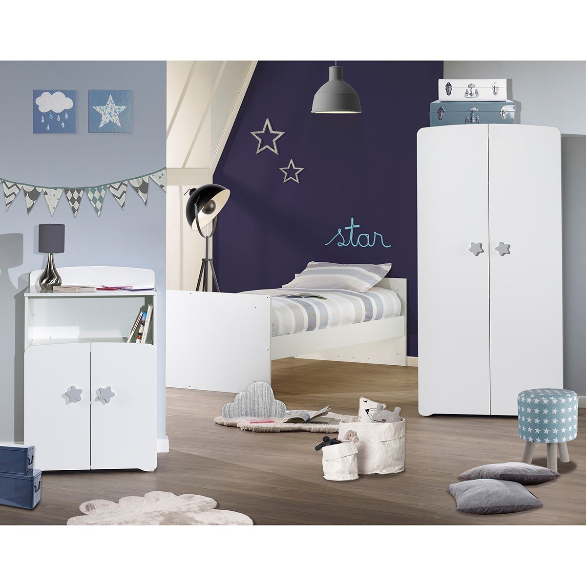Lit combiné évolutif blanc/gris, BABY PRICE