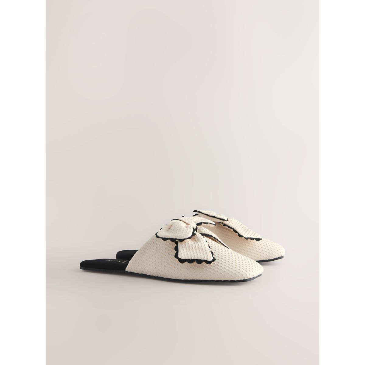 Chaussons mules en lin avec nœud naturel, NEXT