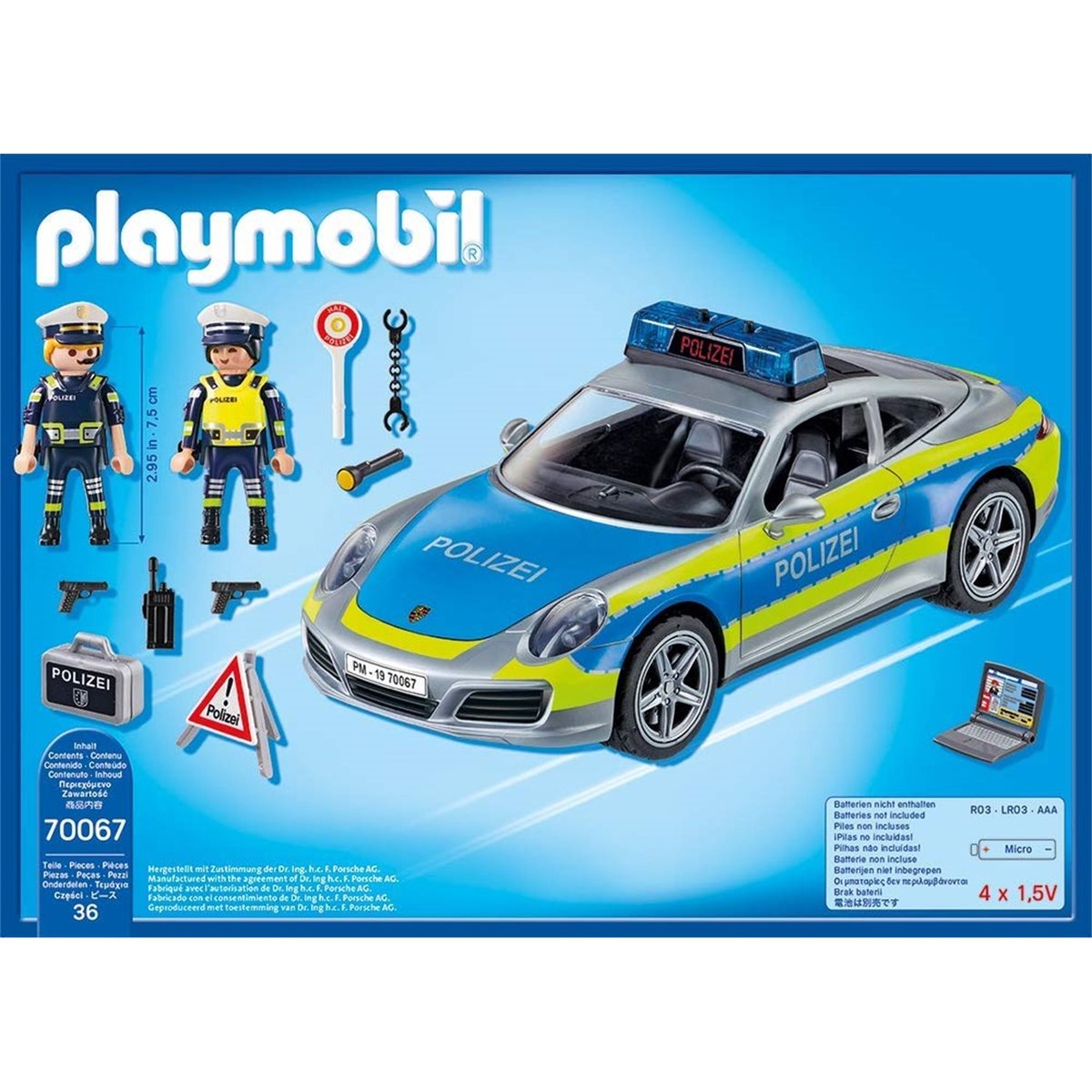 City actionPorsche 911 Carrera 4S Police multicolore, PLAYMOBIL