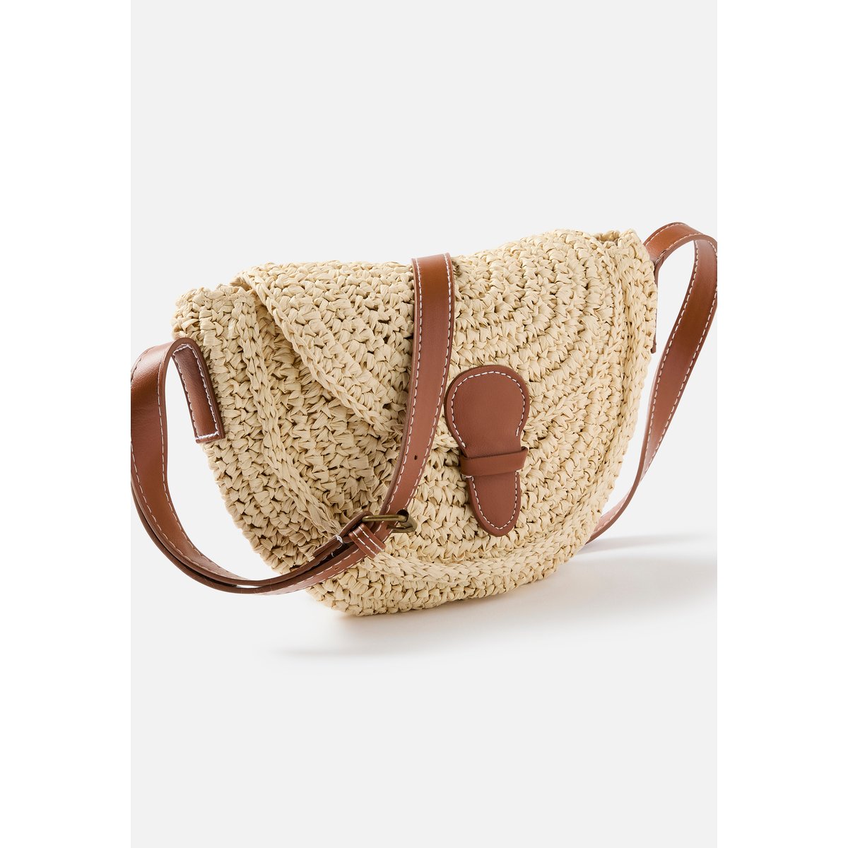 Sac besace tressé blanc cassé, DAMART