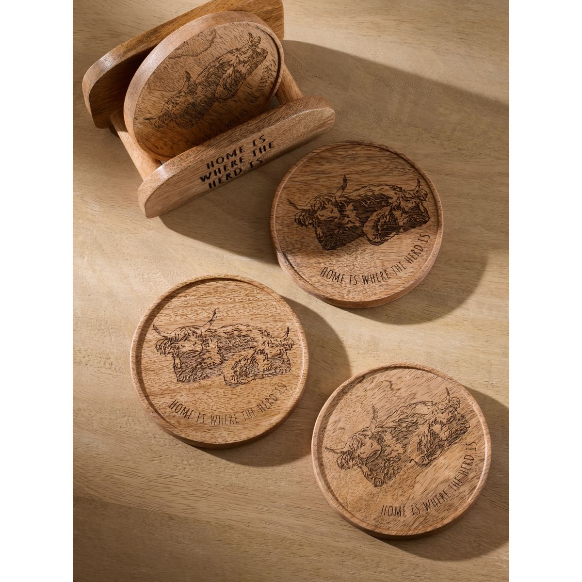 Sous-verre en bois hamish/support, lot de 4 naturel, NEXT