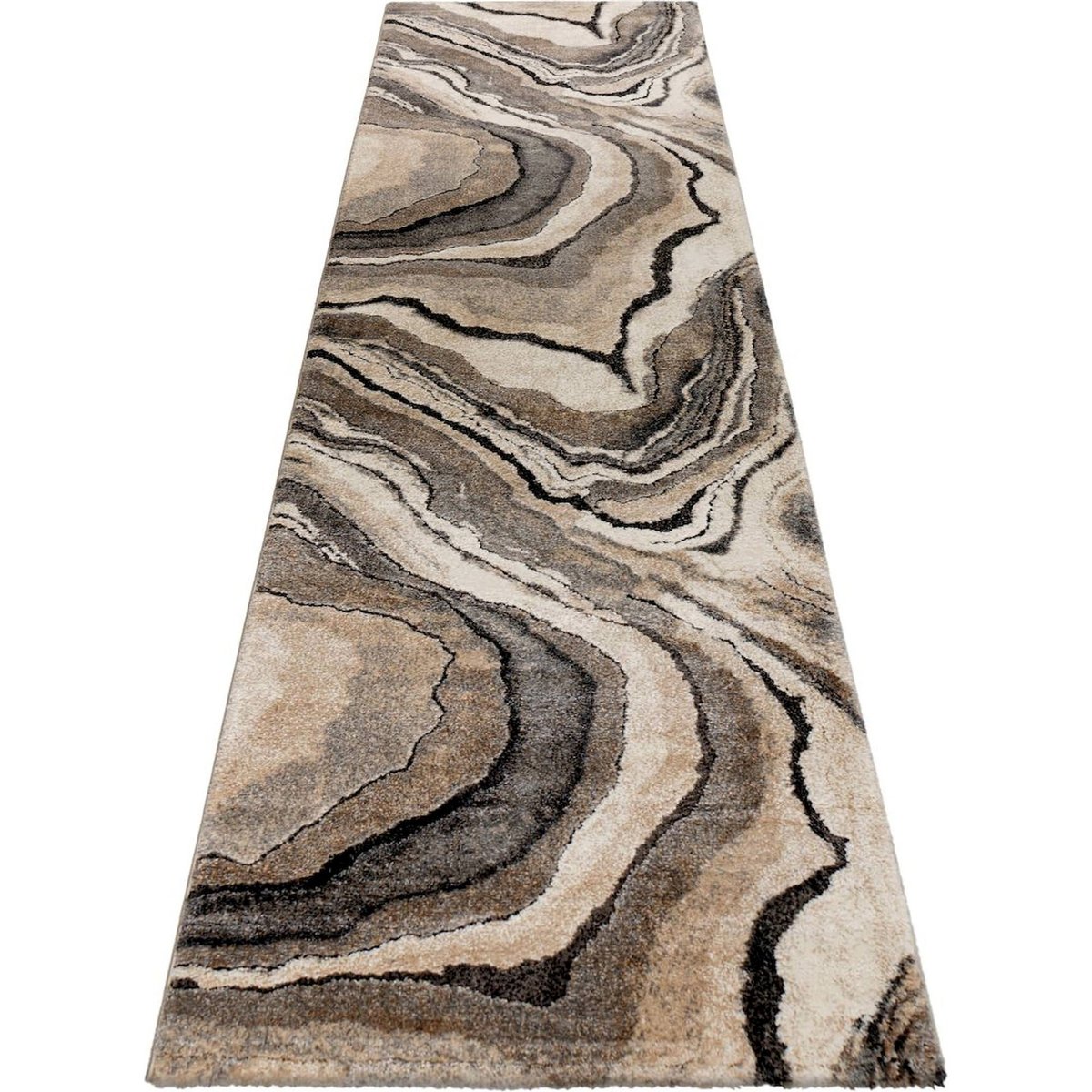 Tapis rectangulaire à poil court motif marbré gris marbré sable et anthracite, ARTE ESPINA