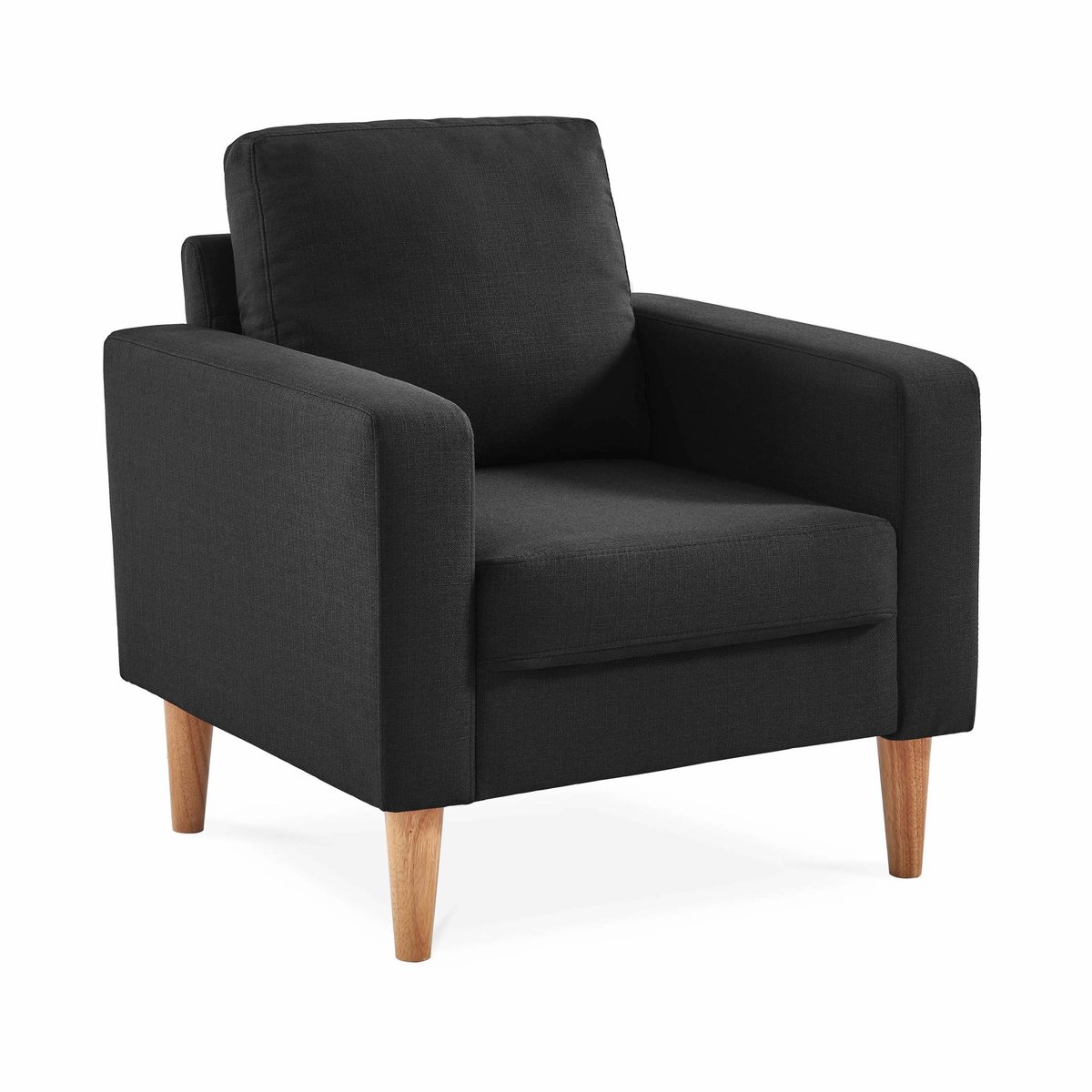 Fauteuil scandinave bois d'hévéa tissu BJORN gris chiné, SWEEEK
